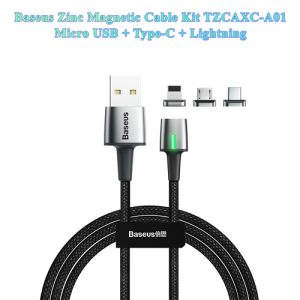 کابل مگنتی سه کاره 1 متری بیسوس مدل Baseus Zinc Magnetic Cable Kit TZCAXC-A01