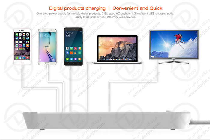 سه راهی برق USB دار LDNIO مدل SC3301