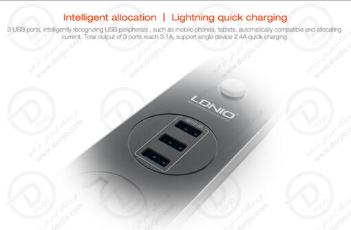سه راهی برق USB دار LDNIO مدل SC3301