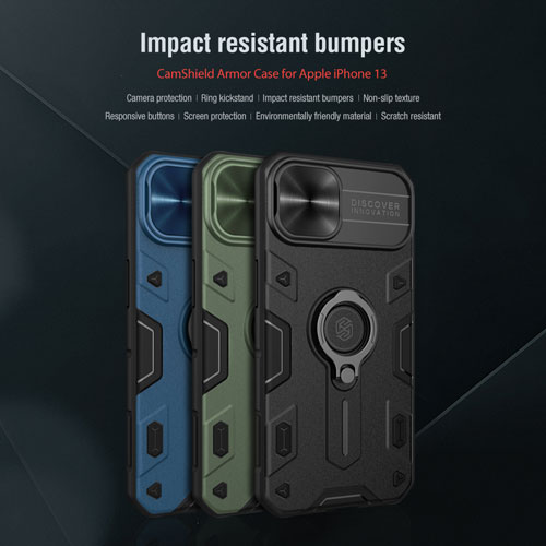 گارد محافظ رینگی iPhone 13 مدل Camshield Armor نیلکین