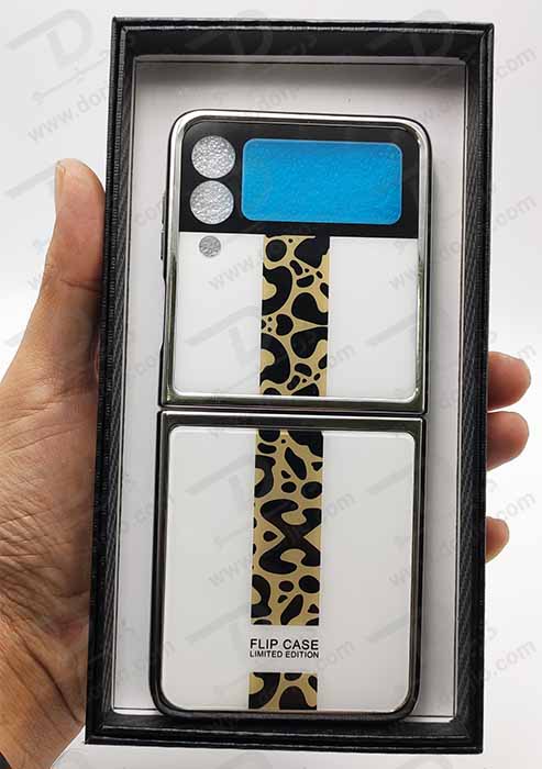 کریستال کاور طرح سفید پلنگی سامسونگ Galaxy Z Flip3 مارک GKK