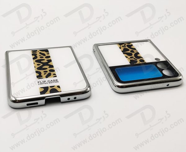 کریستال کاور طرح سفید پلنگی سامسونگ Galaxy Z Flip3 مارک GKK