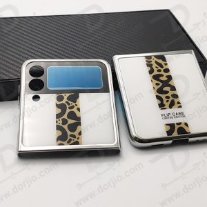 کریستال کاور طرح سفید پلنگی سامسونگ Galaxy Z Flip3 مارک GKK