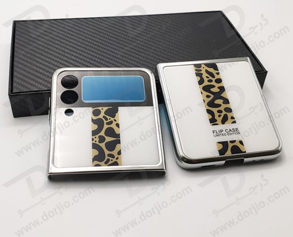 کریستال کاور طرح سفید پلنگی سامسونگ Galaxy Z Flip3 مارک GKK
