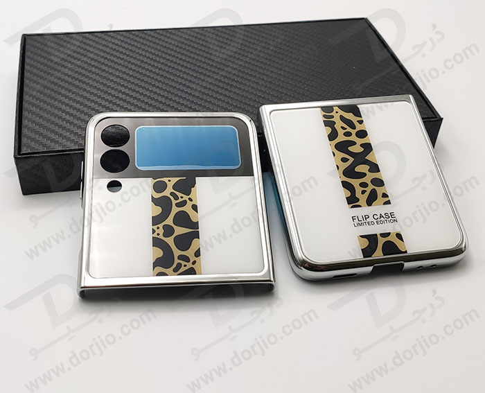 کریستال کاور طرح سفید پلنگی سامسونگ Galaxy Z Flip3 مارک GKK