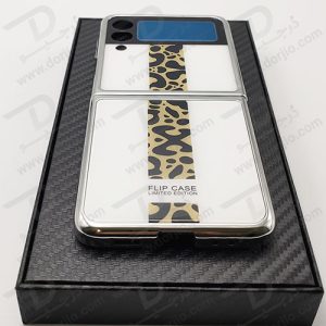 کریستال کاور طرح سفید پلنگی سامسونگ Galaxy Z Flip3 مارک GKK