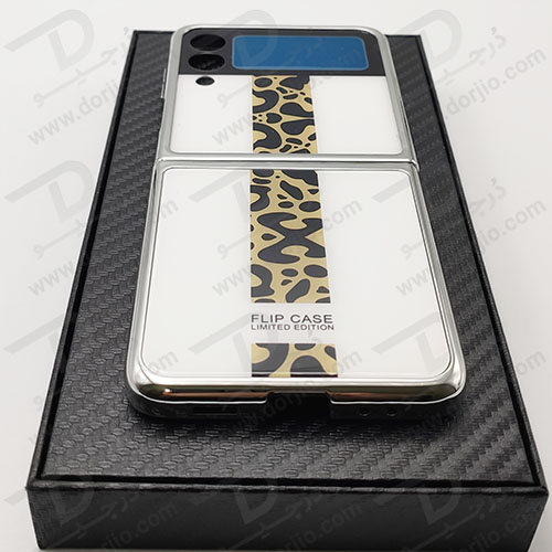 کریستال کاور طرح سفید پلنگی سامسونگ Galaxy Z Flip3 مارک GKK