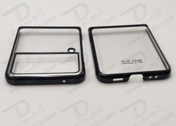 کریستال کاور شفاف فریم سرمه‌ای تیره سامسونگ Galaxy Z Flip3 مارک GKK