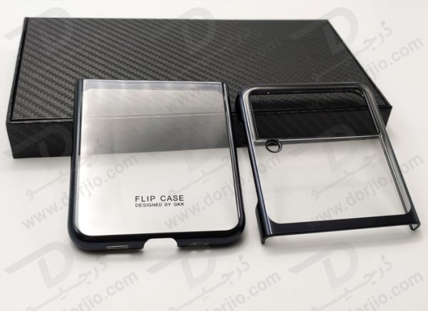 کریستال کاور شفاف فریم سرمه‌ای تیره سامسونگ Galaxy Z Flip3 مارک GKK