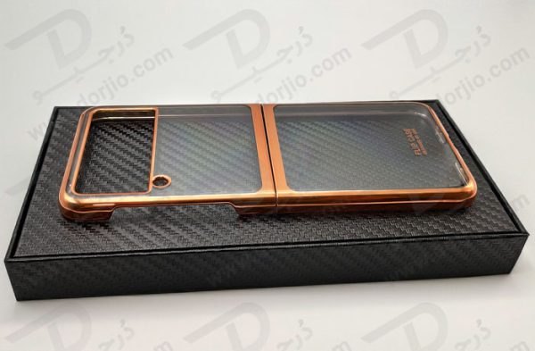 کریستال کاور شفاف فریم طلایی سامسونگ Galaxy Z Flip3 مارک GKK