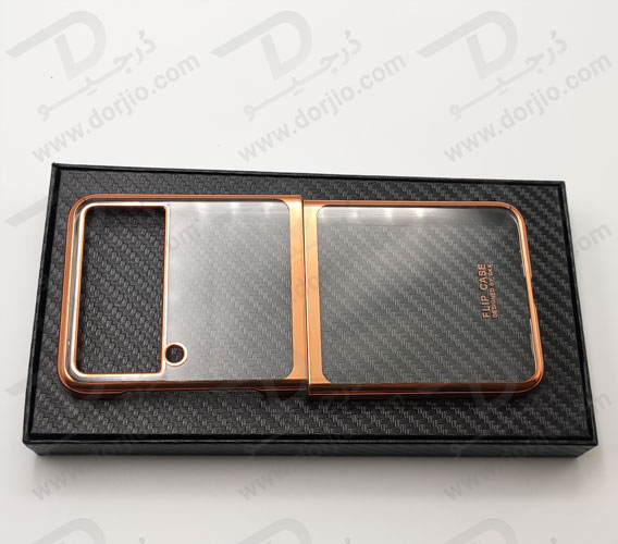 کریستال کاور شفاف فریم طلایی سامسونگ Galaxy Z Flip3 مارک GKK