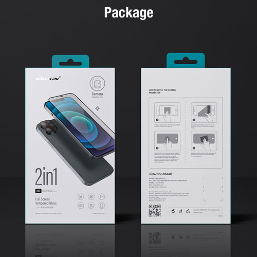 گلس HD تمام صفحه نیلکین iPhone 13 Mini به همراه محافظ دوربین