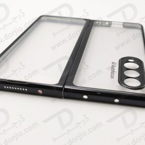 کریستال کاور شفاف فریم سرمه‌ای تیره سامسونگ Galaxy Z Fold3 مارک GKK
