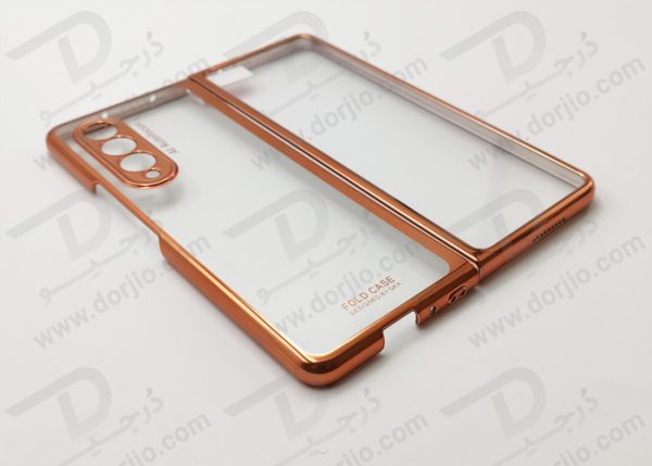کریستال کاور شفاف فریم طلایی سامسونگ Galaxy Z Fold3 مارک GKK