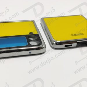 فلیپ کیس سامسونگ Galaxy Z Flip3 مارک GKK رنگ زرد فریم نقره ای