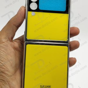 فلیپ کیس سامسونگ Galaxy Z Flip3 مارک GKK رنگ زرد فریم نقره ای