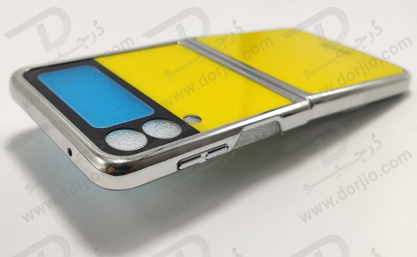 فلیپ کیس سامسونگ Galaxy Z Flip3 مارک GKK رنگ زرد فریم نقره ای