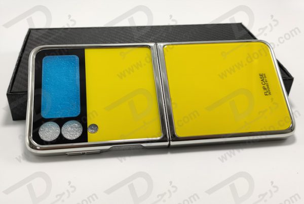 فلیپ کیس سامسونگ Galaxy Z Flip3 مارک GKK رنگ زرد فریم نقره ای