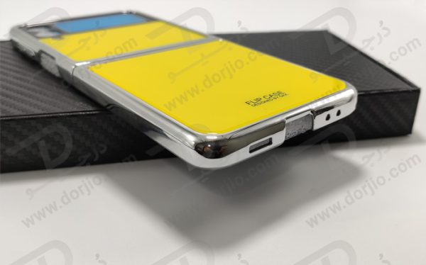 فلیپ کیس سامسونگ Galaxy Z Flip3 مارک GKK رنگ زرد فریم نقره ای