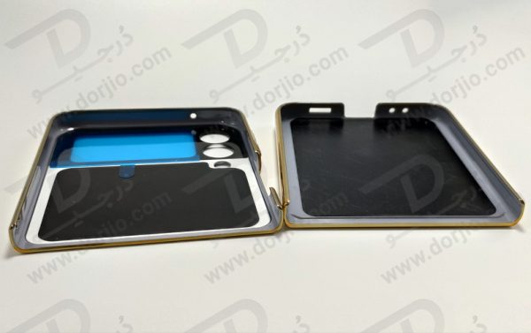 گارد طرح ماربل آبی سامسونگ Galaxy Z Flip3 مارک GKK فریم طلایی