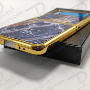 گارد طرح ماربل آبی سامسونگ Galaxy Z Flip3 مارک GKK فریم طلایی