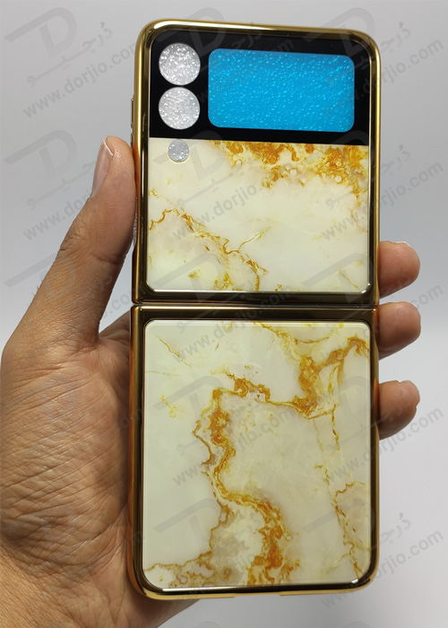 گارد طرح ماربل طلایی سامسونگ Galaxy Z Flip3 مارک GKK