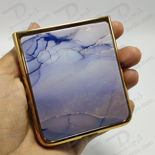 گارد طرح ماربل یاسی سامسونگ Galaxy Z Flip3 مارک GKK فریم طلایی