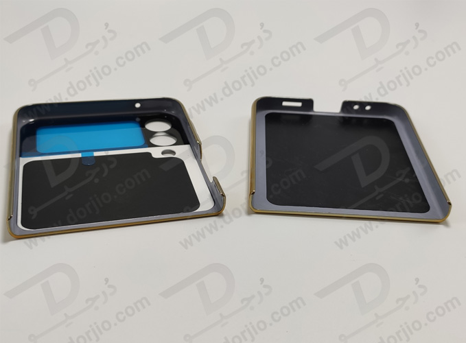 گارد طرح ماربل یاسی سامسونگ Galaxy Z Flip3 مارک GKK فریم طلایی