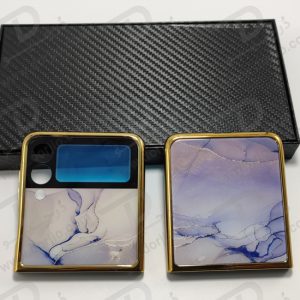گارد طرح ماربل یاسی سامسونگ Galaxy Z Flip3 مارک GKK فریم طلایی