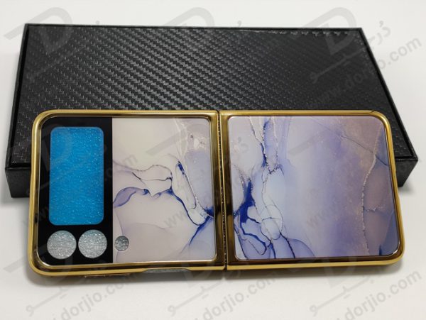 گارد طرح ماربل یاسی سامسونگ Galaxy Z Flip3 مارک GKK فریم طلایی