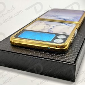 گارد طرح ماربل یاسی سامسونگ Galaxy Z Flip3 مارک GKK فریم طلایی