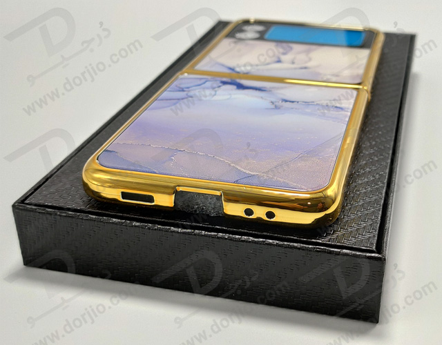 گارد طرح ماربل یاسی سامسونگ Galaxy Z Flip3 مارک GKK فریم طلایی