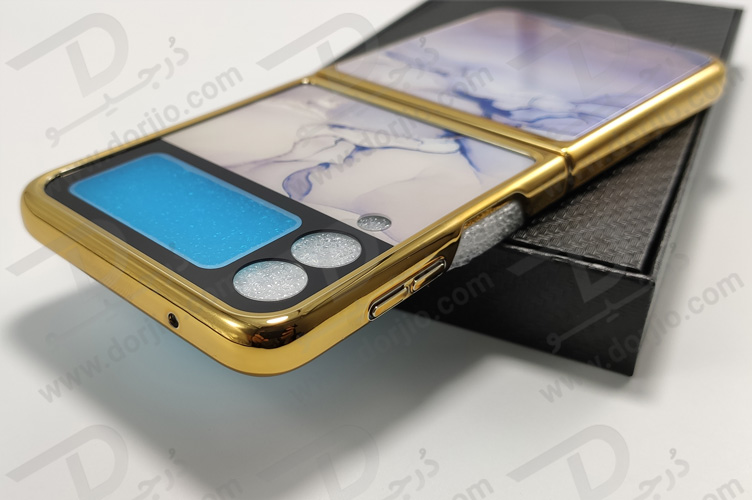 گارد طرح ماربل یاسی سامسونگ Galaxy Z Flip3 مارک GKK فریم طلایی