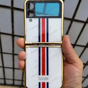 گارد طرح پرچم فرانسه سامسونگ Galaxy Z Flip3 مارک GKK فریم طلایی