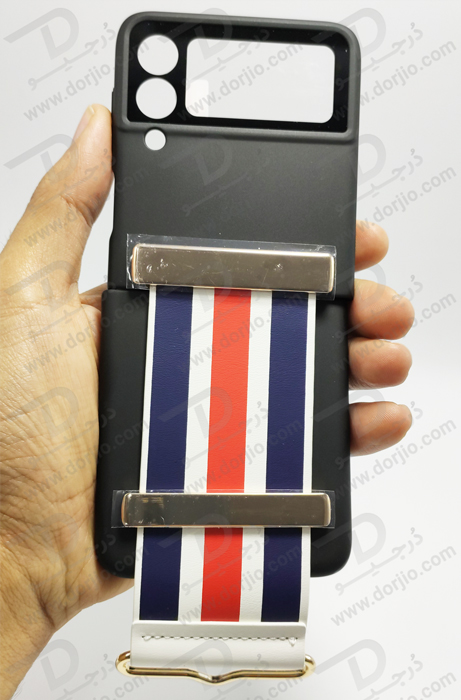 فلیپ کیس مشکی سامسونگ Galaxy Z Flip 3 مارک GKK با بند چرمی - کد 2