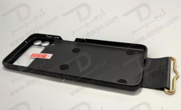 فلیپ کیس مشکی سامسونگ Galaxy Z Flip 3 مارک GKK با بند چرمی - کد 3
