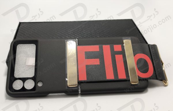 فلیپ کیس مشکی سامسونگ Galaxy Z Flip 3 مارک GKK با بند چرمی - کد 3