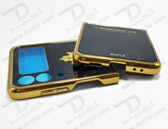 قاب محافظ سامسونگ Galaxy Z Flip3 مارک GKK مدل Maple رنگ مشکی فریم طلایی