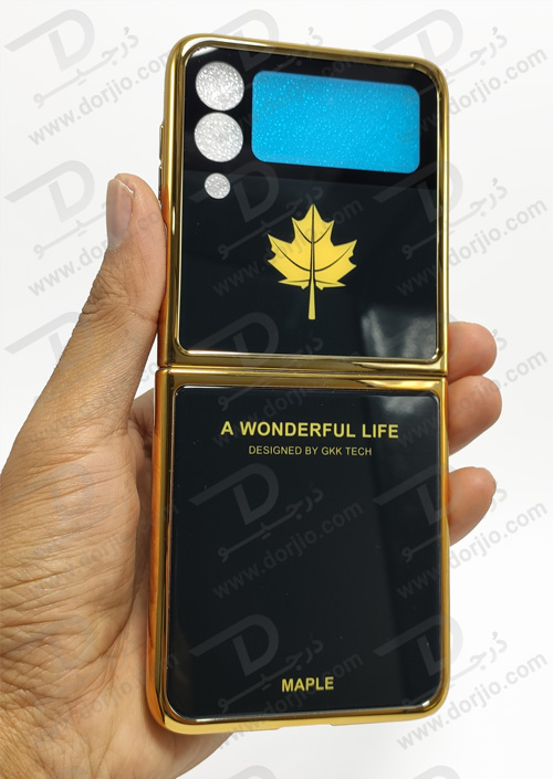 قاب محافظ سامسونگ Galaxy Z Flip3 مارک GKK مدل Maple رنگ مشکی فریم طلایی