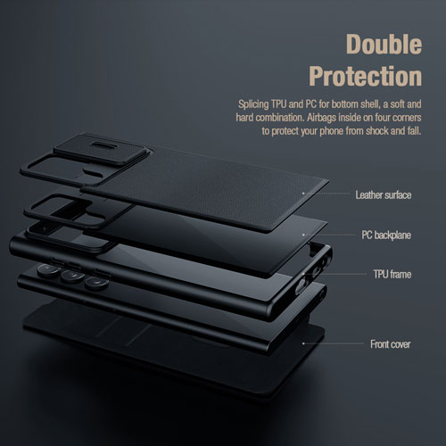 کیف نیلکین (چرم + پارچه) سامسونگ Qin Pro Leather Case Galaxy S22 Ultra