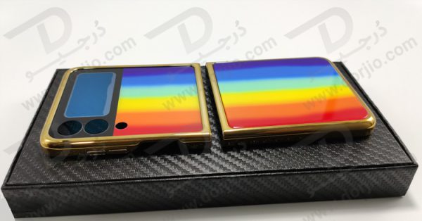 گارد طرح آبرنگی سامسونگ Galaxy Z Flip3 مارک GKK فریم طلایی