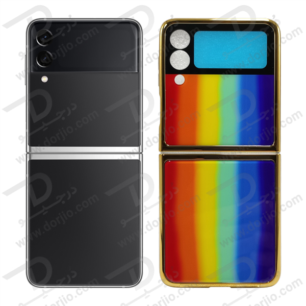 گارد طرح آبرنگی سامسونگ Galaxy Z Flip3 مارک GKK فریم طلایی