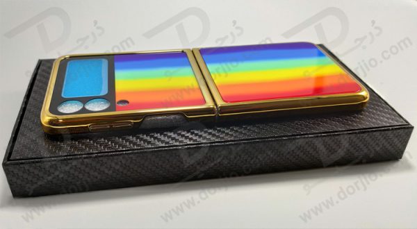گارد طرح آبرنگی سامسونگ Galaxy Z Flip3 مارک GKK فریم طلایی