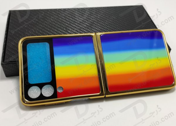 گارد طرح آبرنگی سامسونگ Galaxy Z Flip3 مارک GKK فریم طلایی