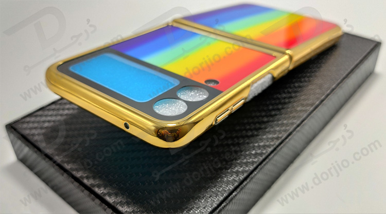 گارد طرح آبرنگی سامسونگ Galaxy Z Flip3 مارک GKK فریم طلایی