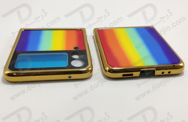 گارد طرح آبرنگی سامسونگ Galaxy Z Flip3 مارک GKK فریم طلایی