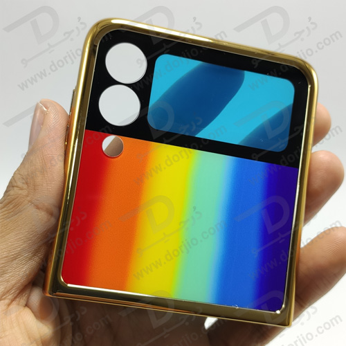 گارد طرح آبرنگی سامسونگ Galaxy Z Flip3 مارک GKK فریم طلایی