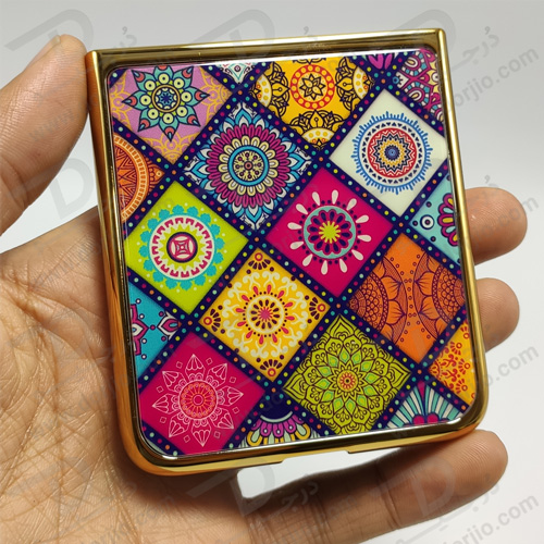 گارد طرح چهل تِکه سامسونگ Galaxy Z Flip3 مارک GKK فریم طلایی