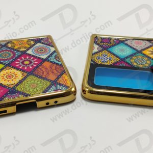 گارد طرح چهل تِکه سامسونگ Galaxy Z Flip3 مارک GKK فریم طلایی