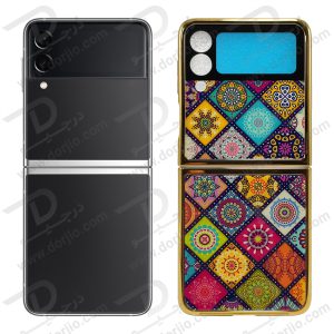 گارد طرح چهل تِکه سامسونگ Galaxy Z Flip3 مارک GKK فریم طلایی